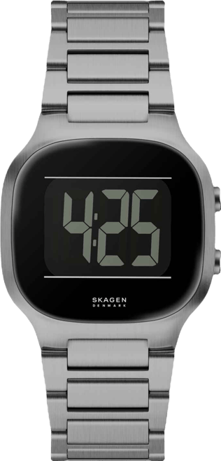 Men's Mellem Digital Lcd Gunmetal Stainless Steel Watch, 38mm