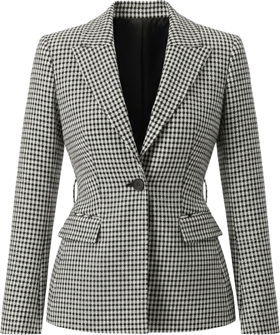 Women's Belted Checkered with Pockets Blazer
