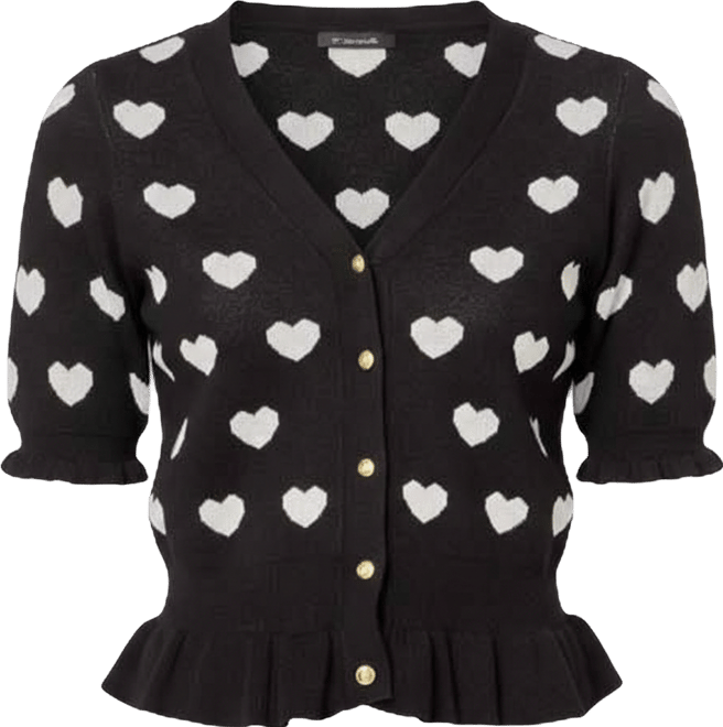 Women's Heart Cardigan with Short Puff Sleeve