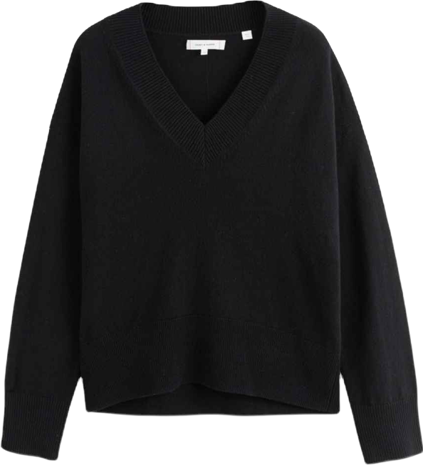 Women's V Neck Wool Cashmere Slouchy Lightweight Sweater