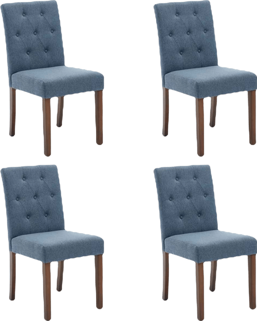 Set of 4 Button Tufted Parsons Dining Chairs, Upholstered Fabric Kitchen Side Chairs with Solid Wood Legs