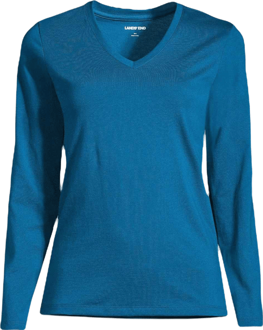 Women's Relaxed Supima Cotton Long Sleeve V-Neck T-Shirt