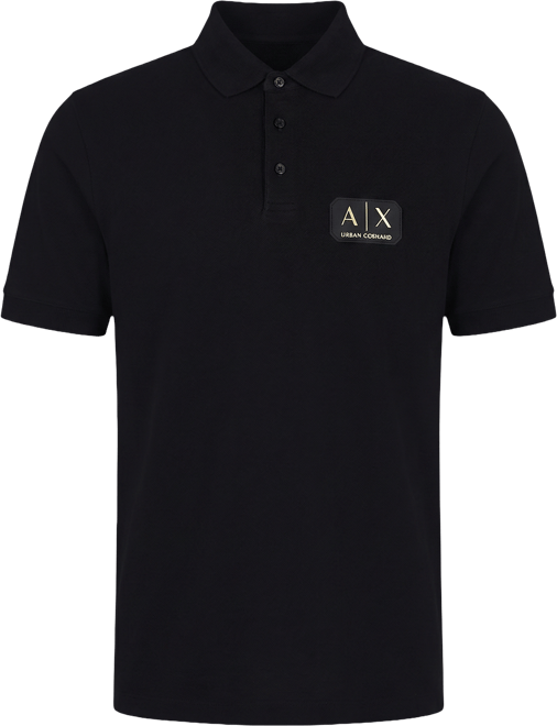 Men's Black and Gold Pique Polo Shirt