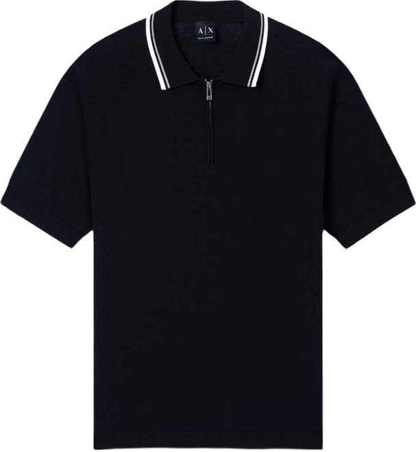 Men's Short Sleeve Zip Polo with Tipping Sweater