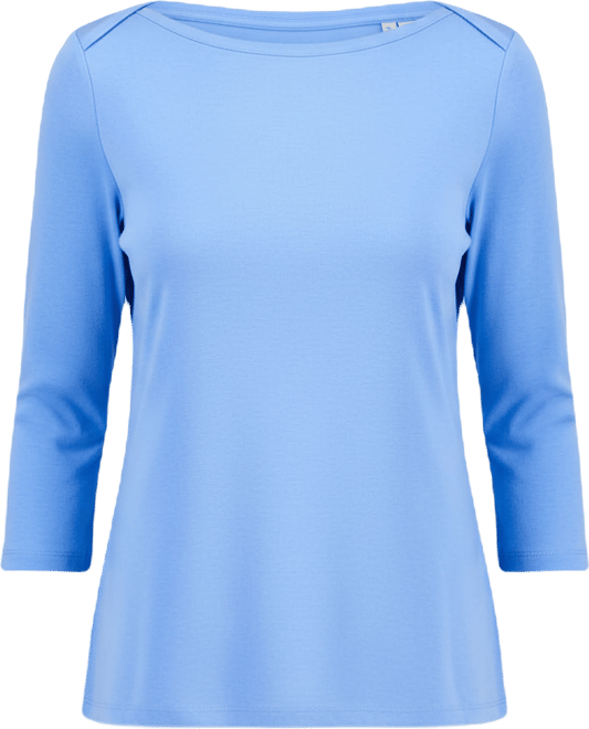 Women's Petite Pima Cotton 3/4-Sleeve Boat-Neck Top, Created for Macy's