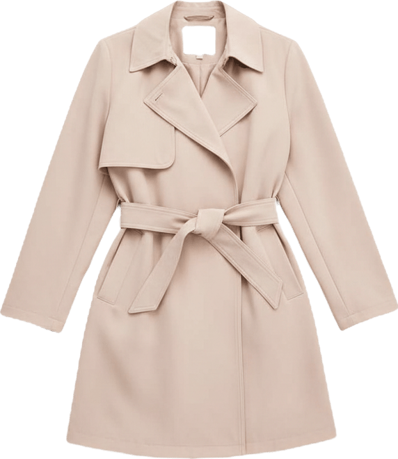 Women's Short Belted Crepe Trench Coat