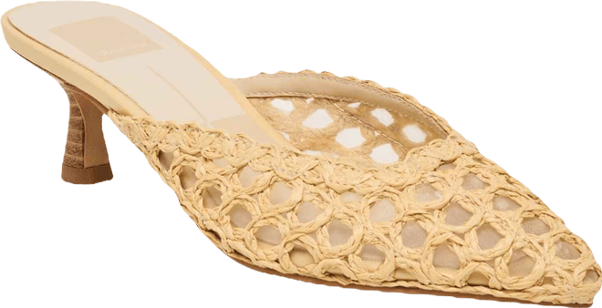 Women's Cleo Loop Raffia Kitten Heel Mule Pumps