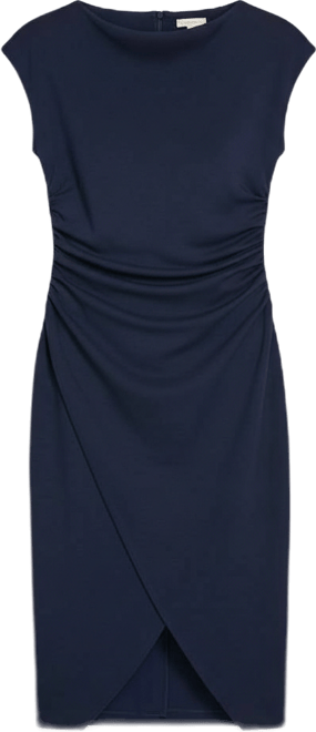 Women's Funnel Neck Shirred Waist Bodycon Dress