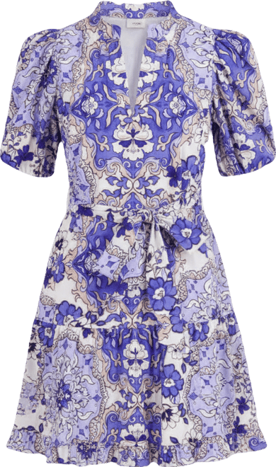 Women's Ruffle Neck Bubble Sleeve Dress