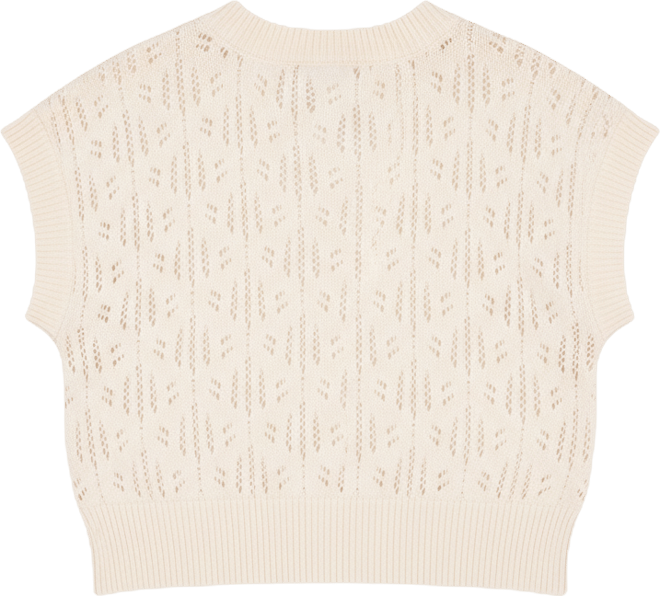 Women's Pointelle Crew Neck Tank Sweater Top