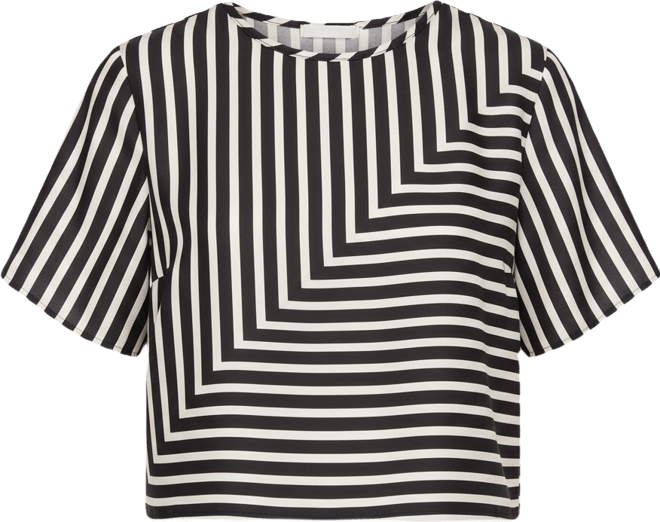 Women's Crewneck Cropped Short-Sleeve Blouse