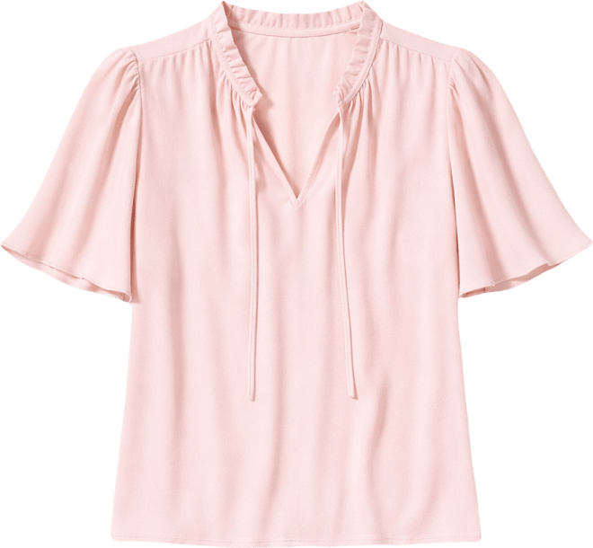 Women's Tie Neck Short-Sleeve Blouse