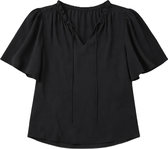 Women's Tie Neck Short-Sleeve Blouse