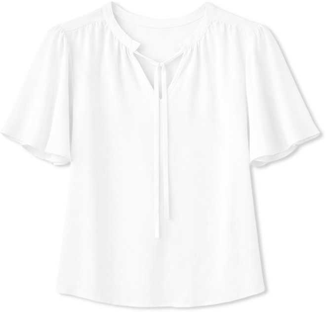 Women's Tie Neck Short-Sleeve Blouse