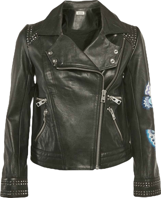 Women's Black Studded Leather Kawai Biker Jacket