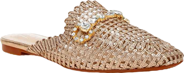 Roboma Metallic Woven Diamante Mules
