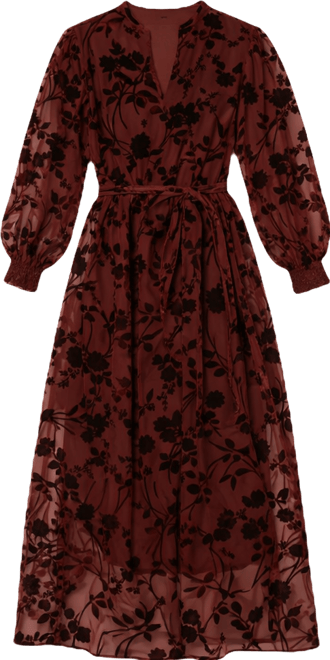 Women's Brezze High Neck Velvet Burnout Maxi Dress