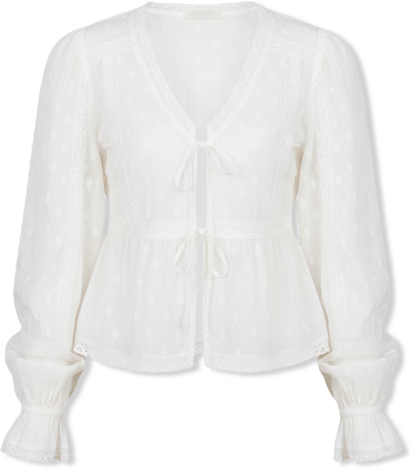 Women's Cotton Lace-Trim Tie-Front Top, Macy's Exclusive