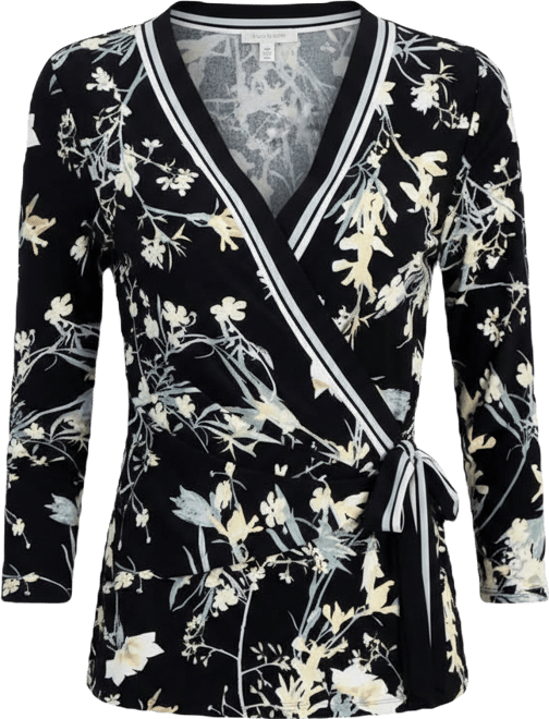 Women's Printed Tie-Front Wrap Top