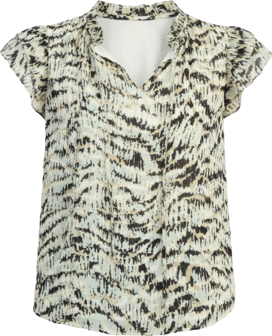 Women's Ruffle-Sleeve Tie-Neck Blouse