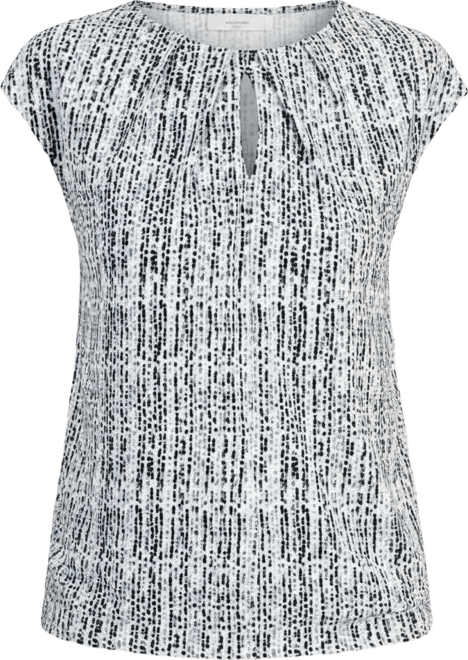 Women's Pleat-Keyhole-Neck Short-Sleeve Top