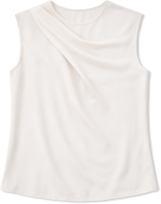 Women's Sleeveless Pleated Crewneck Top