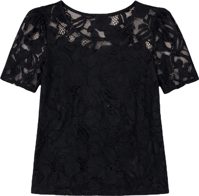 Women's Short-Sleeve Floral Lace Top