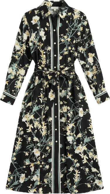 Women's A-Line Tie-Waist Midi Shirt Dress