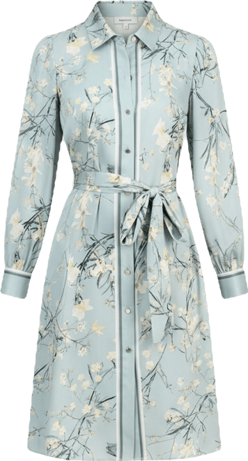 Women's Floral Printed Tie-Waist Shirtdress