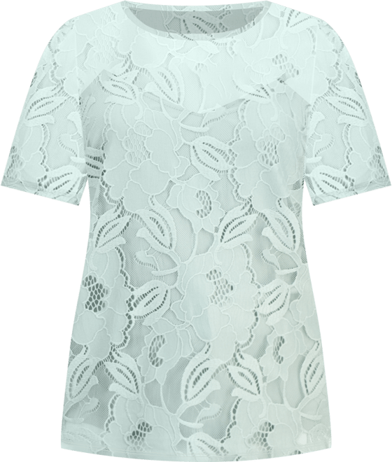 Plus Size Lace Short-Sleeve Top