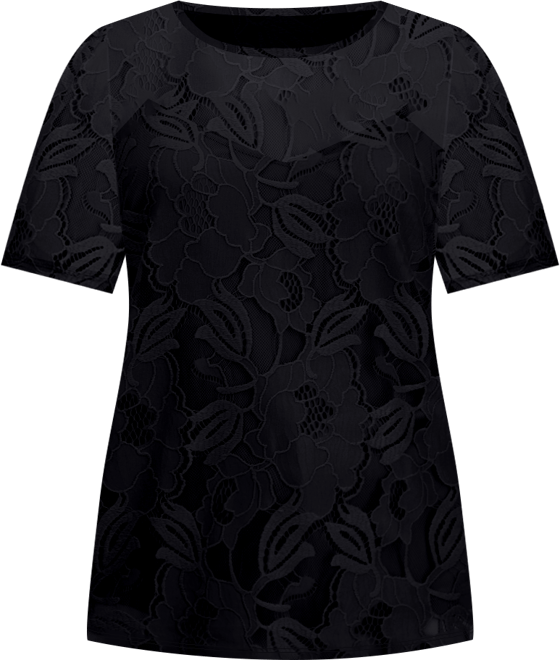 Plus Size Lace Short-Sleeve Top
