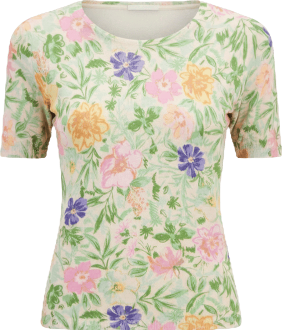 Women's Floral Printed Scoop-Neck Sweater T-Shirt