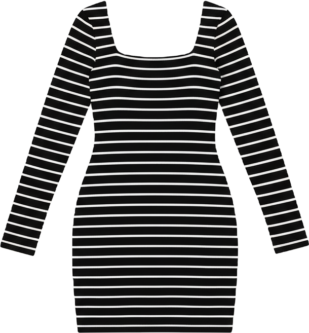 Women's Long-Sleeve Chrystle Square Neck Bodycon Short Dress