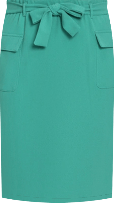 Petite Slim Belted Scuba Crepe Skirt