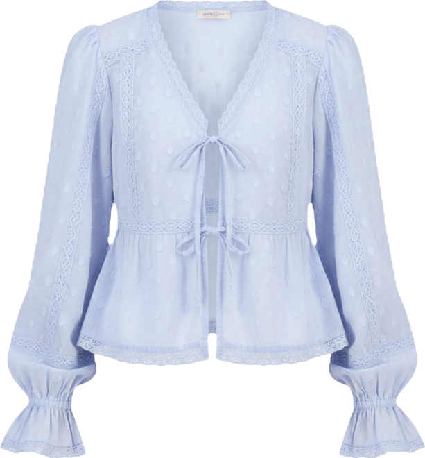 Women's Cotton Lace-Trim Tie-Front Top, Macy's Exclusive