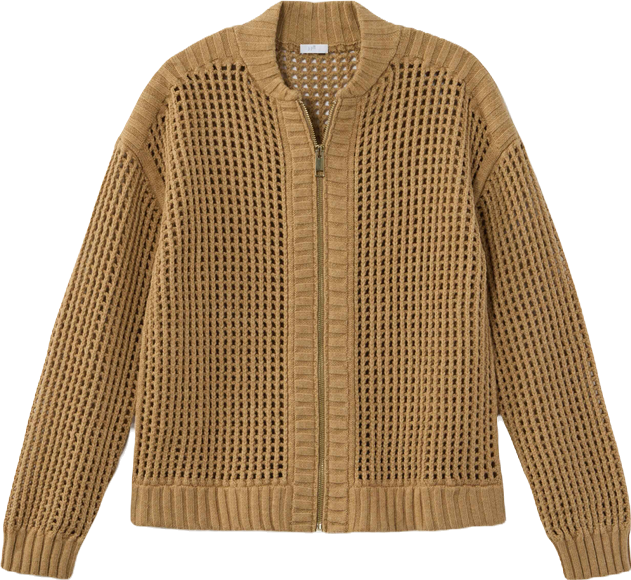 OPEN-STITCH ZIP-FRONT CARDI | JJill