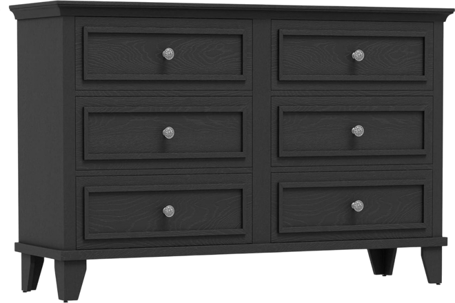 6 Drawer Dresser, Wooden Storage Chest of Drawers with Exquisite Metal Handles, Modern Drawer Organizer for Bedroom
