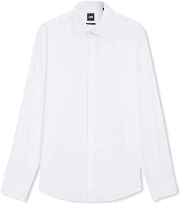 Boss by  Men's Cotton Monogram-Jacquard Regular-Fit Dress Shirt