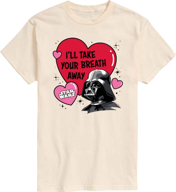 Men's Star Wars Valentine Vader Breath Away Printed Short-Sleeve Graphic T-Shirt