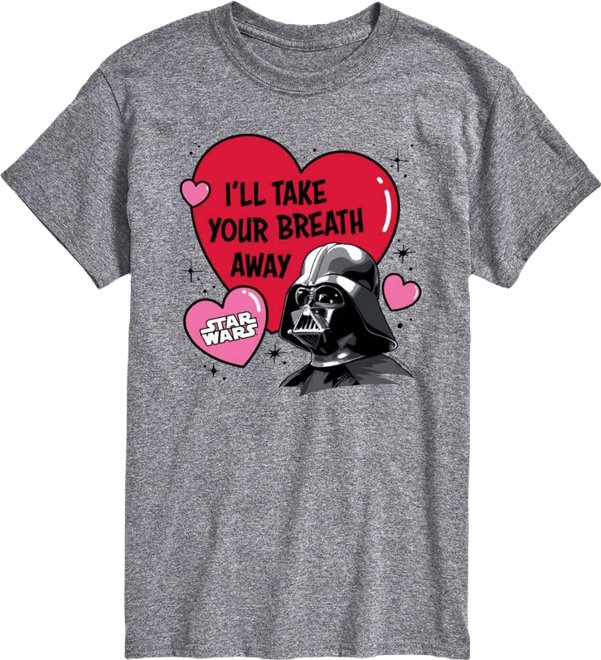 Men's Star Wars Valentine Vader Breath Away Printed Short-Sleeve Graphic T-Shirt