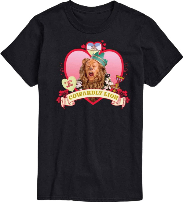 Men's Wizard of Oz Heart Cowardly Lion Printed Short-Sleeve Graphic T-Shirt