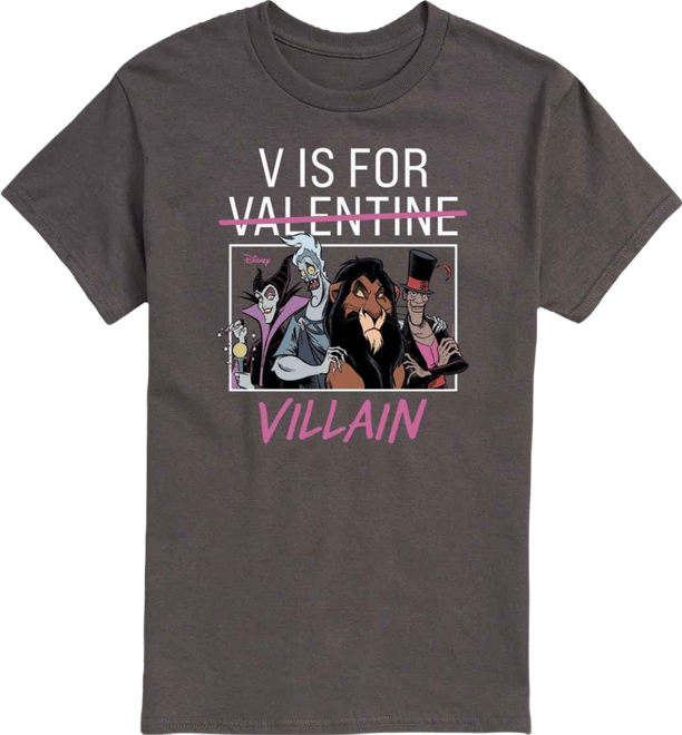 Men's Disney Villains V is For Villain Printed Short-Sleeve Graphic T-Shirt