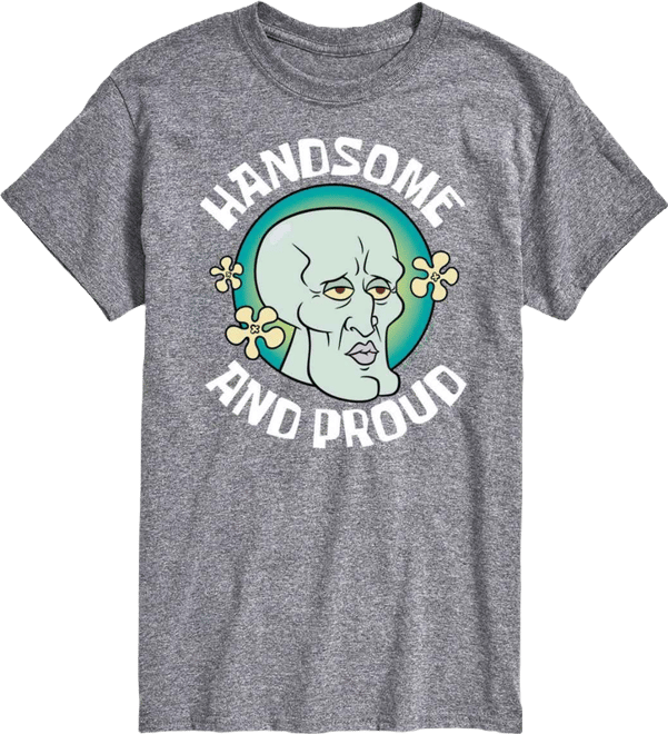Men's Handsome & Proud Squidward Printed Short-Sleeve Graphic T-Shirt