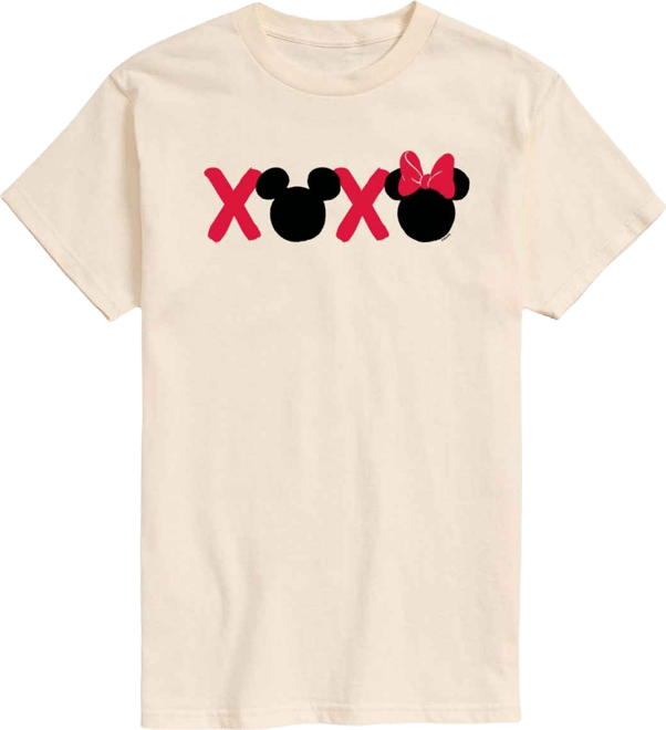 Men's Disney Mickey Minnie Heads Xoxo Printed Short-Sleeve Graphic T-Shirt