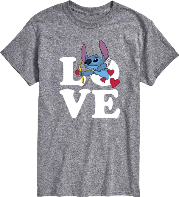 Men's Lilo & Stitch Love Cupid Stitch Printed Short-Sleeve Graphic T-Shirt