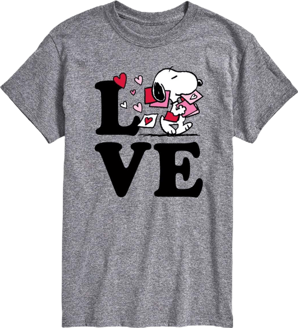 Men's Peanuts Love Snoopy Printed Short-Sleeve Graphic T-Shirt