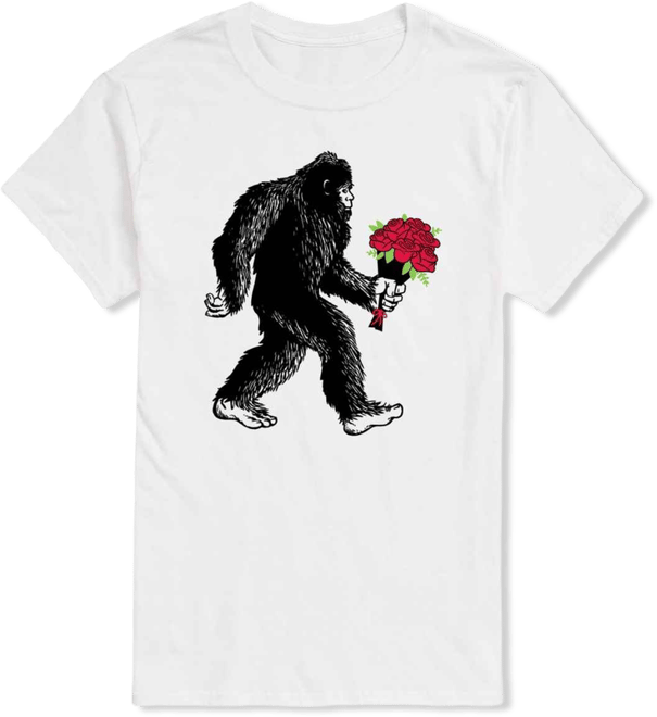 Men's Instant Message Sasquatch Flowers Printed Short-Sleeve Graphic T-Shirt