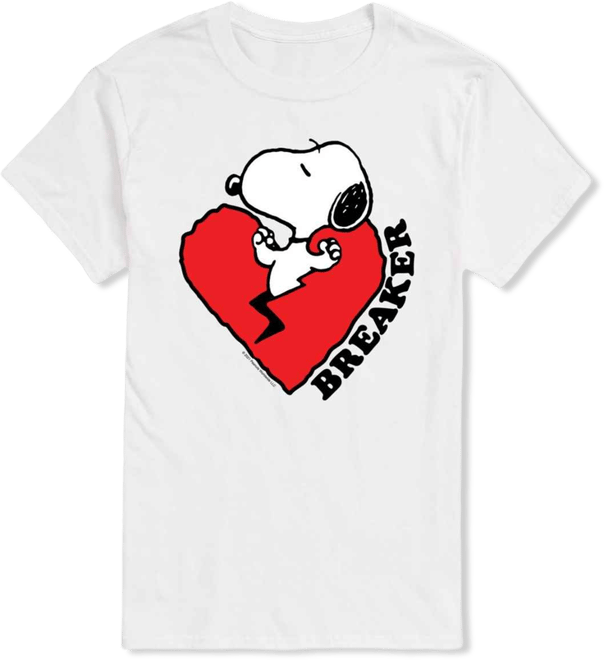 Men's Peanuts Snoopy Heart Breaker Printed Short-Sleeve Graphic T-Shirt