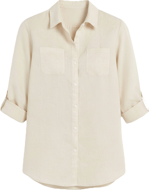 Petite 100% Linen Button-Front Shirt, Created for Macy's