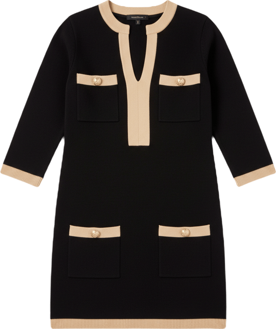 Women's White and Black Mini Knit Dress